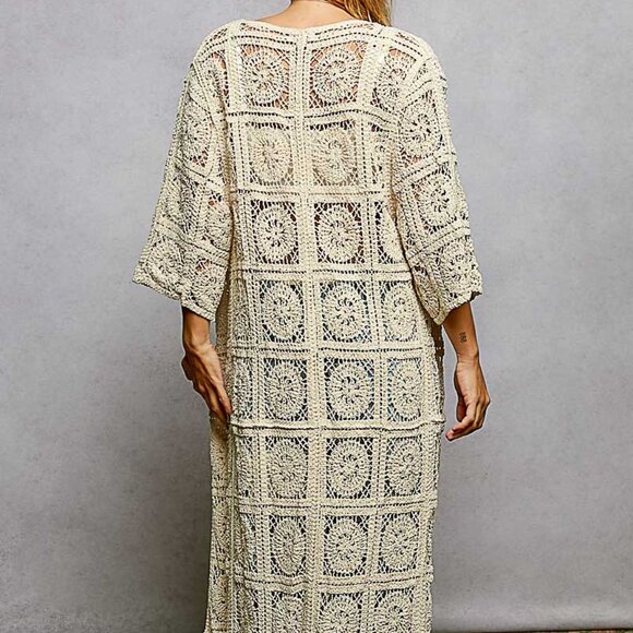 POL Full Length Crochet Bohemian Patchwork Duster - Picture 6 of 6